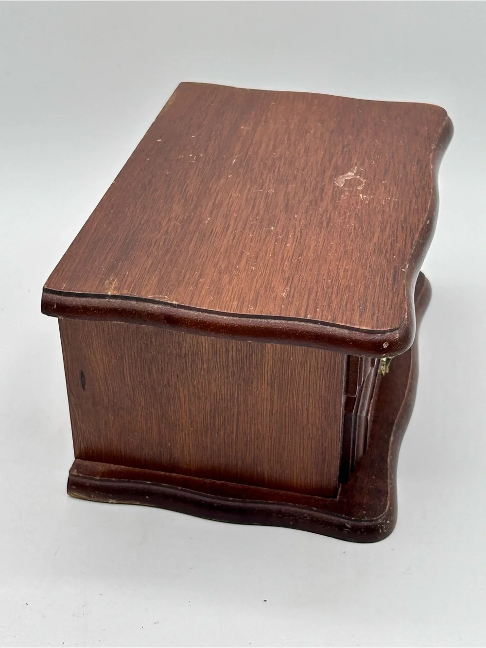 Vintage Wooden Jewelry Box 2 Drawers Ring Organizer 7.5